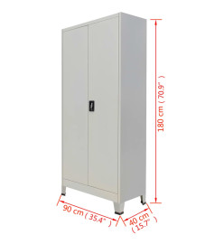 Armoire de bureau avec 2 portes Acier 90 x 40 x 180 cm Gris