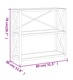 Étagère à 3 niveaux 80x30x78 cm bois de chêne massif