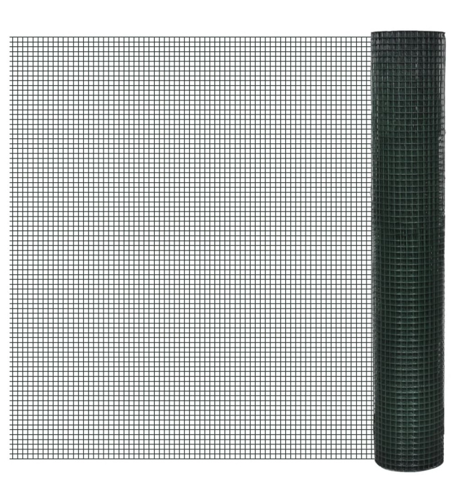 Grillage Acier galvanisé et revêtement en PVC 10 x 1 m Vert