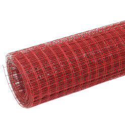 Grillage Acier avec revêtement en PVC 25x0,5 m Rouge