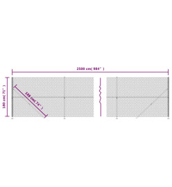 Clôture en mailles de chaîne avec bride argenté 1,8x25 m