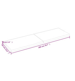 Étagère murale 200x60x6 cm bois de chêne massif non traité