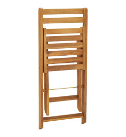 Ensemble de bistro pliable 3 pcs avec coussins Acacia solide