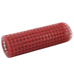 Grillage Acier avec revêtement en PVC 10x0,5 m Rouge