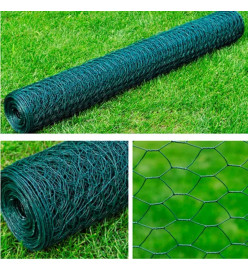 Clôture en treillis Acier galvanisé Hexagonal 1x25 m Vert foncé