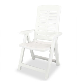 2 pcs Chaises inclinables de jardin Plastique Blanc