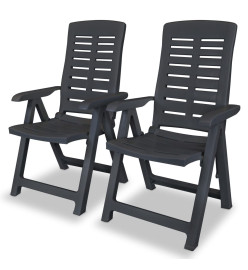 2 pcs Chaises inclinables de jardin Plastique Anthracite