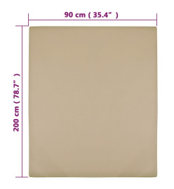 Draps-housses Jersey 2 pcs Taupe 90x200 cm Coton