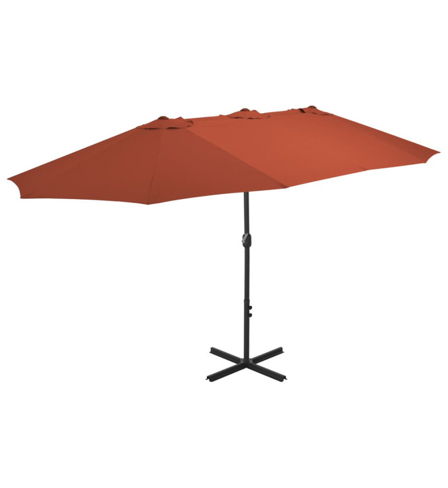 Parasol avec poteau en aluminium 460 x 270 cm Terre cuite