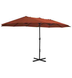 Parasol avec poteau en aluminium 460 x 270 cm Terre cuite