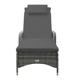 Chaise longue avec roues Résine tressée Anthracite