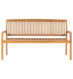 Banc de jardin empilable et coussin 159 cm Bois de teck massif