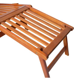 Chaise de terrasse avec repose-pied et coussin Acacia solide