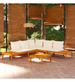 Salon de jardin 4 pcs avec coussins blanc crème Bois d'acacia