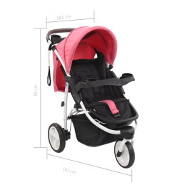 Poussette bébé à 3 roues Rose et noir