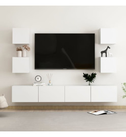 Ensemble de meubles TV 6 pcs Blanc Aggloméré