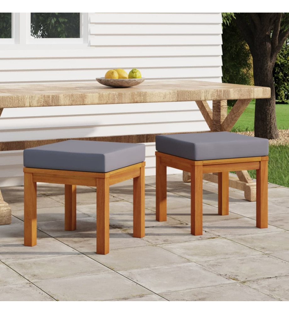 Tabourets de jardin et coussins 2 pcs 40x40x42 cm Acacia solide