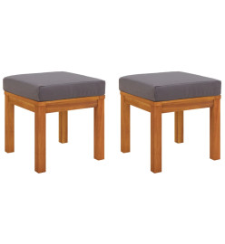 Tabourets de jardin et coussins 2 pcs 40x40x42 cm Acacia solide