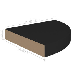 Étagères d'angle flottantes 4 pcs noir 25x25x3,8 cm MDF