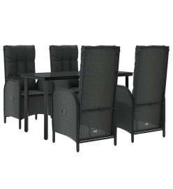 Mobilier à dîner de jardin et coussins 5pcs Noir Résine tressée