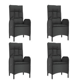 Mobilier à dîner de jardin et coussins 5pcs Noir Résine tressée