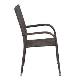 Chaises empilables d'extérieur 6 pcs Résine tressée Marron