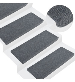 Tapis d'escalier autocollants 15 pcs 65x24,5x3,5 cm Gris