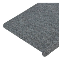 Tapis d'escalier autocollants 15 pcs 65x24,5x3,5 cm Gris