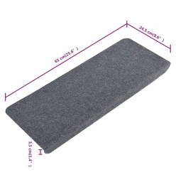 Tapis d'escalier autocollants 15 pcs 65x24,5x3,5 cm Gris