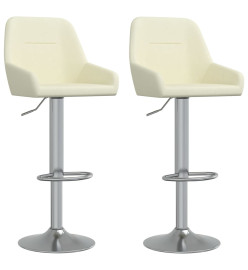 Tabourets de bar lot de 2 crème tissu