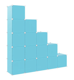 Armoire de rangement pour enfants avec 15 cubes Bleu PP