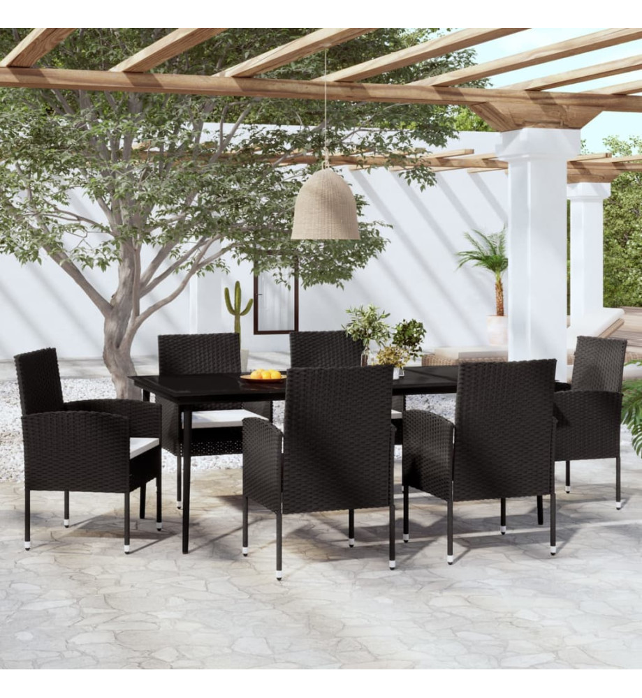 Ensemble de salle à manger de jardin 7 pcs Noir