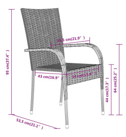 Ensemble de salle à manger de jardin 7 pcs Marron et noir