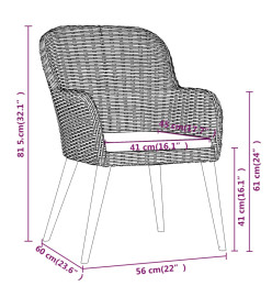 Ensemble de salle à manger de jardin avec coussins 9 pcs Noir