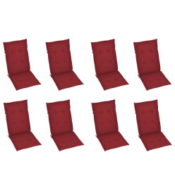 Chaises inclinables de jardin avec coussins 8 pcs Teck solide