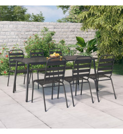 Ensemble de salle à manger de jardin 7 pcs anthracite acier