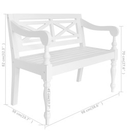 Banc Batavia 98 cm Bois d'acajou massif Blanc