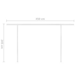 Auvent manuel rétractable avec poteaux 4,5x3 m Bleu et blanc