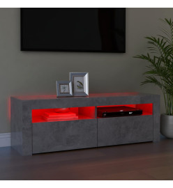 Meuble TV avec lumières LED gris béton 120x35x40 cm