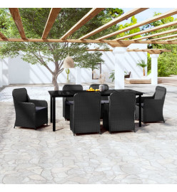 Mobilier de salle à manger de jardin avec coussins 7 pcs Noir