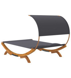 Lit repos et auvent 165x203x126cm Bois courbé massif Anthracite