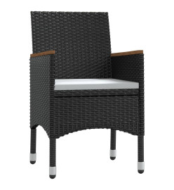 Mobilier de salle à manger de jardin avec coussins 7 pcs Noir