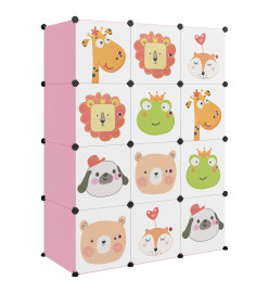 Armoire de rangement pour enfants avec 12 cubes Rose PP