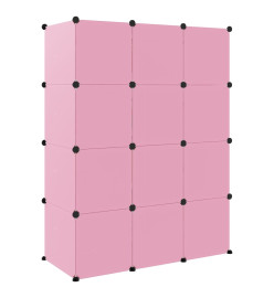 Armoire de rangement pour enfants avec 12 cubes Rose PP