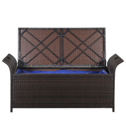 Banc de jardin avec coussin 138 cm Résine tressée Marron