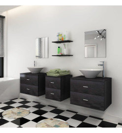 Mobilier de salle de bain avec lavabo 7 pcs Noir