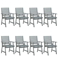 Chaises de salle à manger d'extérieur 8 pcs Gris Bois d'acacia