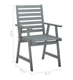 Chaises de salle à manger d'extérieur 8 pcs Gris Bois d'acacia