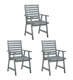 Chaises à dîner d'extérieur 3 pcs avec coussins Acacia massif