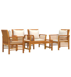 Salon de jardin 5 pcs avec coussins Bois massif d'acacia